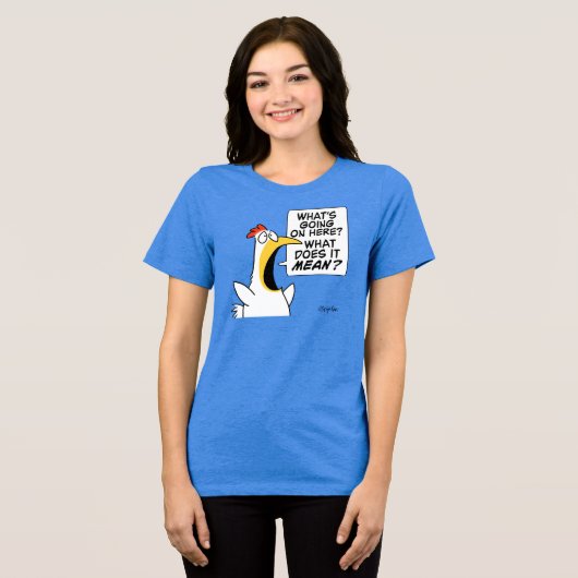 Bestaande kip door Sandra Boynton Tri-Blend Shirt (Voorkant volledig)