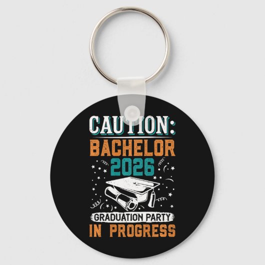 Bestanden Caution Bachelor 2026 Afstudeerfeest G Sleutelhanger (Voorkant)