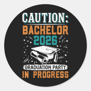 Bestanden Waarschuwing Bachelor 2026 Afstudeerfees Ronde Sticker