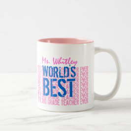 Beste 3-graad leraar blauw roze tweekleurige koffiemok