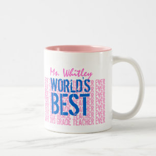 Beste 3-graad leraar blauw roze tweekleurige koffiemok
