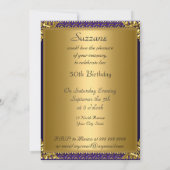 Beste 50e Gold Blue Birthday Party Kaart (Achterkant)