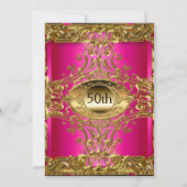 Beste 50e Gold Hot Pink Birthday Party Kaart (Voorkant)