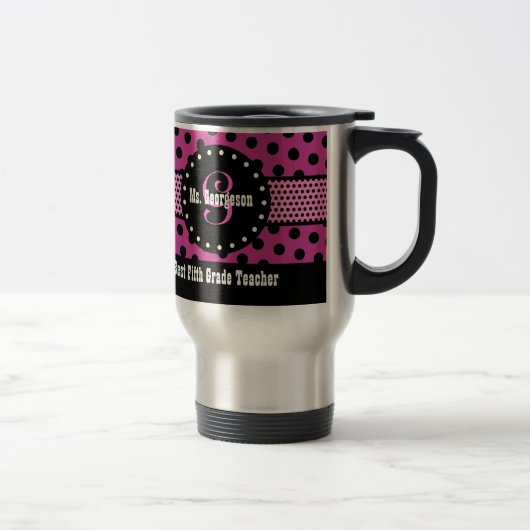 Beste 5-GRADE TEACHER Monogram roze patronen V04 Reisbeker (Rechts)