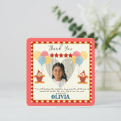 BESTE 5E verjaardag Party Circus Thema Bedankkaart (Staand voorkant)