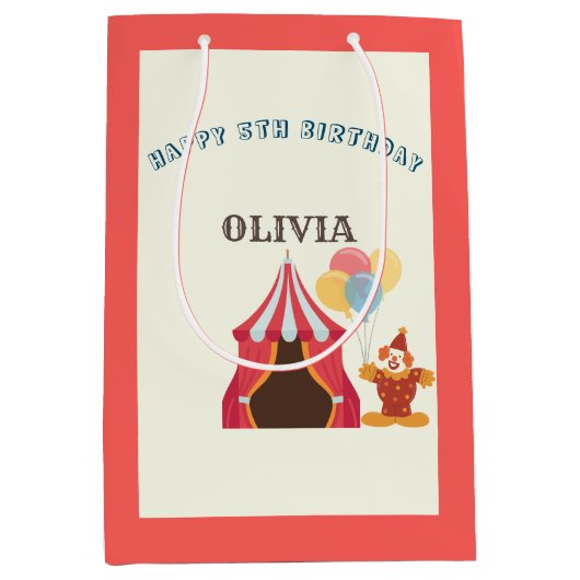 BESTE 5E verjaardag Party Circus Thema Medium Cadeauzakje (Voorkant)