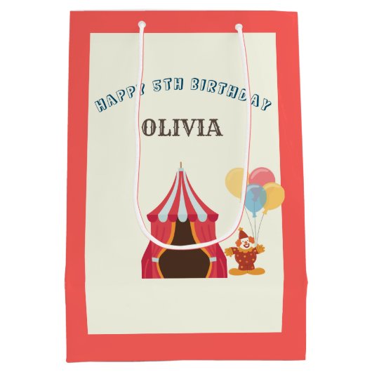 BESTE 5E verjaardag Party Circus Thema Medium Cadeauzakje (Achterkant)