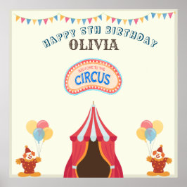 BESTE 5E verjaardag Party Circus Thema Poster
