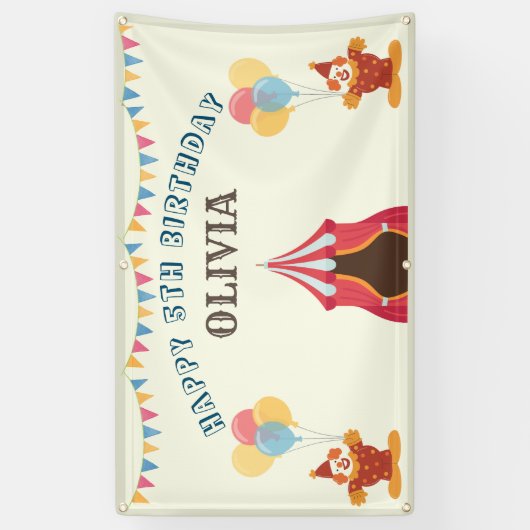 BESTE 5E verjaardag Party Circus Thema Spandoek (Verticaal)