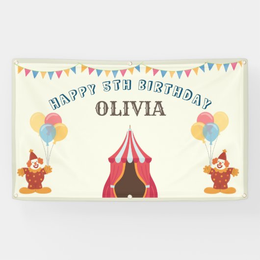 BESTE 5E verjaardag Party Circus Thema Spandoek (Horizontaal)