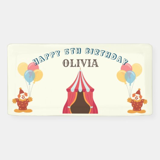 BESTE 5E verjaardag Party Circus Thema Spandoek (Horizontaal)