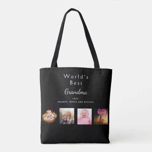 Beste aangepaste grootmafoto-collage zwart tote bag (Achterkant)