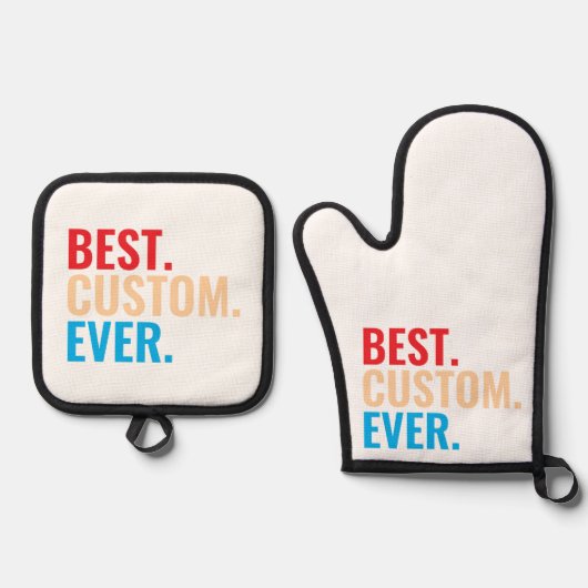 Beste aangepaste ooit retro-Gepersonaliseerd teks Ovenwant & Pannenlap Set (Voorkant)