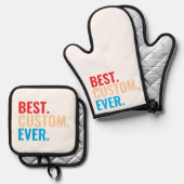 Beste aangepaste ooit retro-Gepersonaliseerd teks Ovenwant & Pannenlap Set (Voorkant / Achterkant)