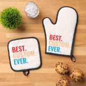 Beste aangepaste ooit retro-Gepersonaliseerd teks Ovenwant & Pannenlap Set (Top down)