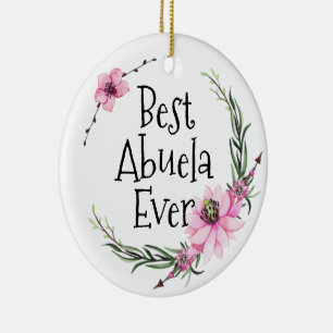 Beste Abuela ooit Print Boho Bloemen Kerstmis Keramisch Ornament