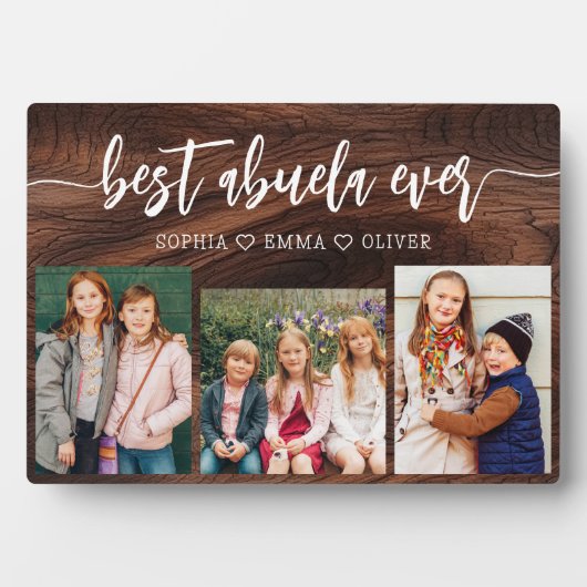Beste Abuela ooit - Rustic Wood Fotocollage Fotoplaat (voorkant)