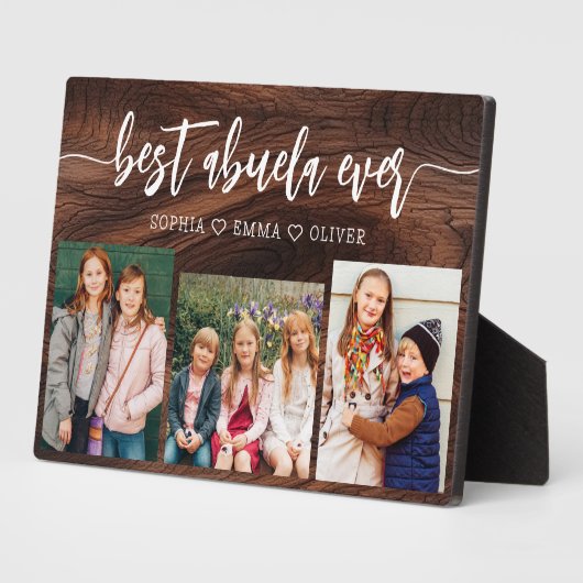 Beste Abuela ooit - Rustic Wood Fotocollage Fotoplaat (Zijkant)