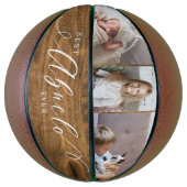 Beste Abuelo Ever Script Woodgrain Fotocollage Basketbal (Verticaal)