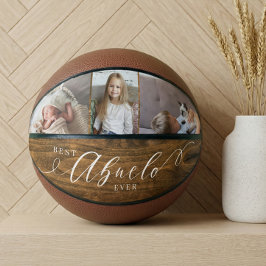 Beste Abuelo Ever Script Woodgrain Fotocollage Basketbal