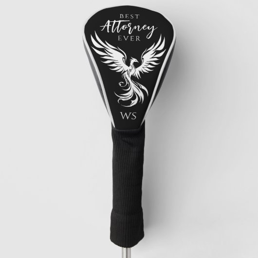 Beste advocaat Phoenix Monogram Initiaal Zwart Wit Golfheadcover (Voorkant)