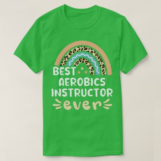 Beste Aerobics Instructor ooit Leopard Rainbow Gif T-shirt (Design voorkant)