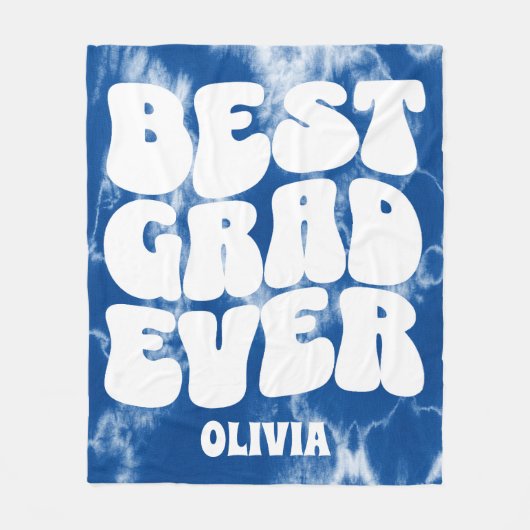 Beste Afstudeerder ooit Blue Tie Dye Afstuderen Fleece Deken (Voorkant)