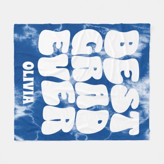 Beste Afstudeerder ooit Blue Tie Dye Afstuderen Fleece Deken (Voorkant (Horizontaal))