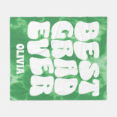 Beste Afstudeerder ooit Groene Tie Dye Afstuderen Fleece Deken (Voorkant (Horizontaal))