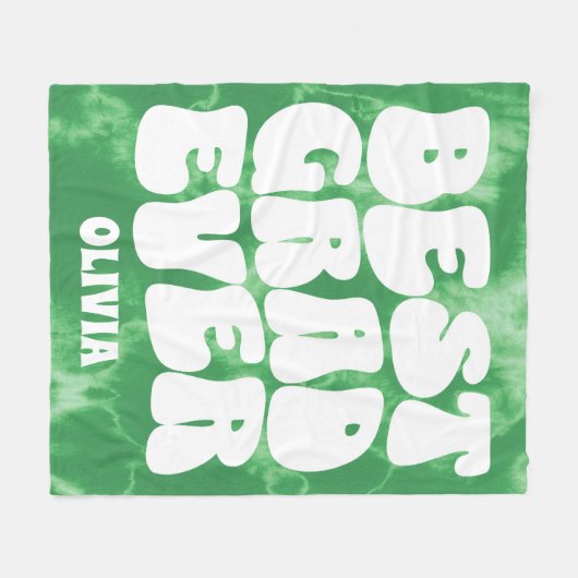 Beste Afstudeerder ooit Groene Tie Dye Afstuderen Fleece Deken (Voorkant (Horizontaal))