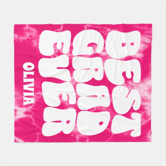 Beste Afstudeerder ooit Roze Tie Dye Afstuderen Fleece Deken (Voorkant (Horizontaal))