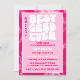 Beste Afstudeerder ooit Roze Tie Dye Graduation Pa Kaart