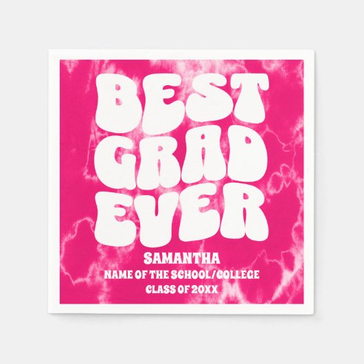 Beste Afstudeerder ooit Roze Tie Dye Graduation Pa Servet (Voorkant)