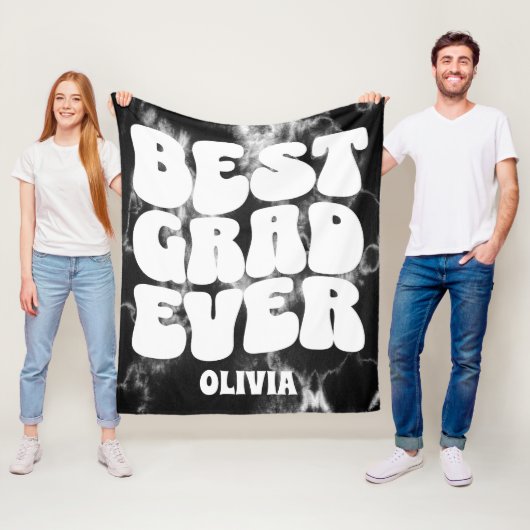 Beste Afstudeerder ooit Zwart Tie Dye Afstuderen Fleece Deken (In situ)