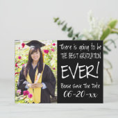 Beste Afstuderen sparen de Datum Foto Modern Black Save The Date (Staand voorkant)