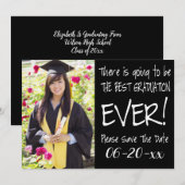 Beste Afstuderen sparen de Datum Foto Modern Black Save The Date (Voorkant / Achterkant)