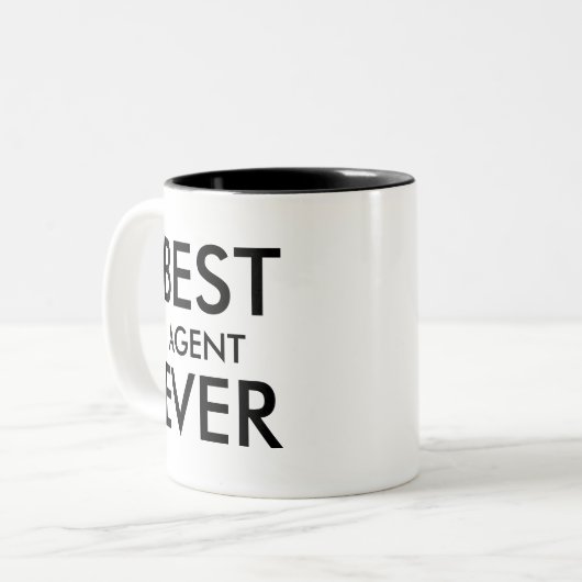 Beste agent ooit | Kantoor Cadeau om personalisere Tweekleurige Koffiemok (Voorkant links)