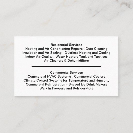 Beste airconditioning en verwarming visitekaartje (Achterkant)