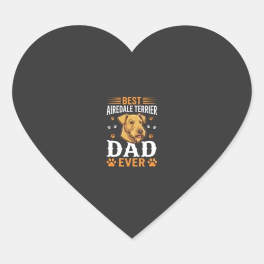 Beste Airedale-terriër papa ooit hondenliefhebber Hart Sticker (Voorkant)