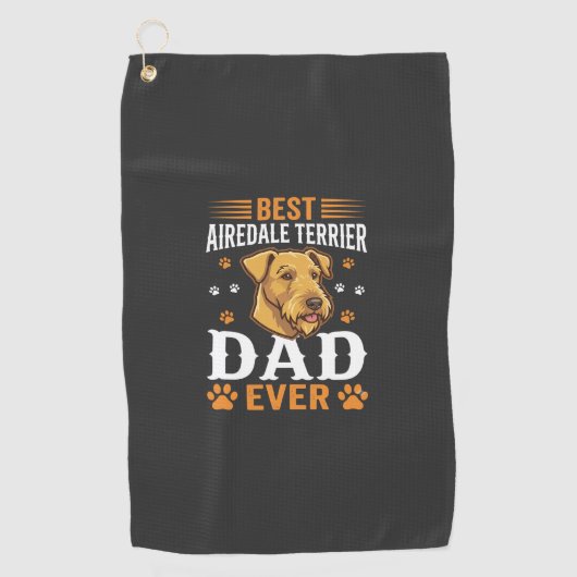 Beste Airedale Terrier Vader Ooit Hond Liefhebber Golfhanddoek (Voorkant)