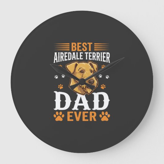 Beste Airedale Terrier Vader Ooit Hond Liefhebber Grote Klok (Voorkant)