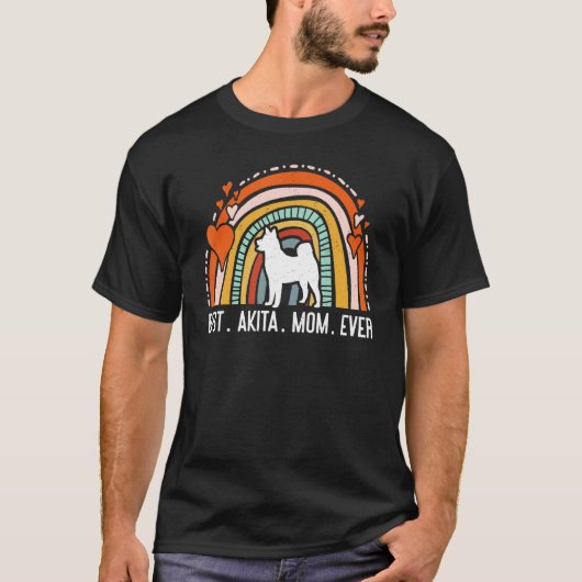 Beste Akita Moeder Ooit Regenboog Hond Moeder Amer T-shirt (Voorkant)