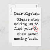 Beste Algebra, alsjeblieft, stop met ons vragen om Briefkaart (Voorkant / Achterkant)