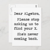 Beste Algebra, alsjeblieft, stop met ons vragen om Briefkaart (Voorkant / Achterkant)