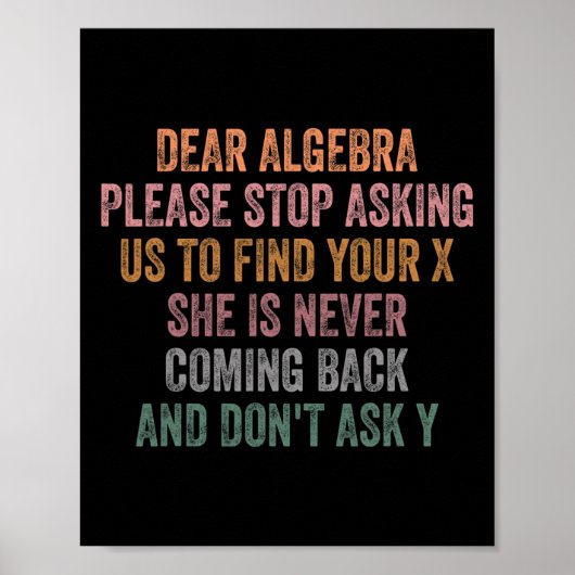 Beste Algebra Grappige Sarcastische School Spreuk Poster (Voorkant)