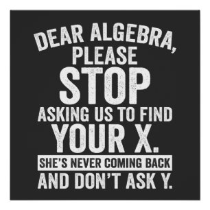 Beste Algebra, hou op ons te vragen om jouw X te v Perfect Poster