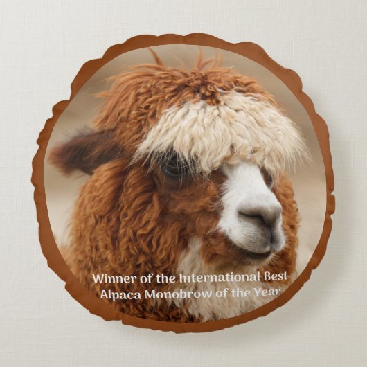 Beste Alpaca Monowenkbrauw Rond Kussen (Voorkant)