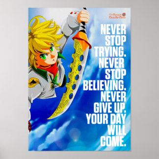 Beste Anime citeert over nooit het opgeven Poster