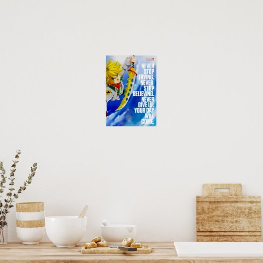 Beste Anime citeert over nooit het opgeven Poster (Keuken)