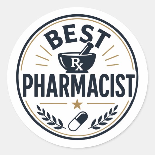 Beste Apotheker Ronde Sticker (Voorkant)